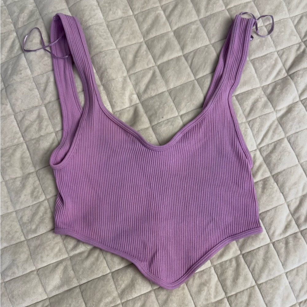 Zara Purple Ribbed Tank Top